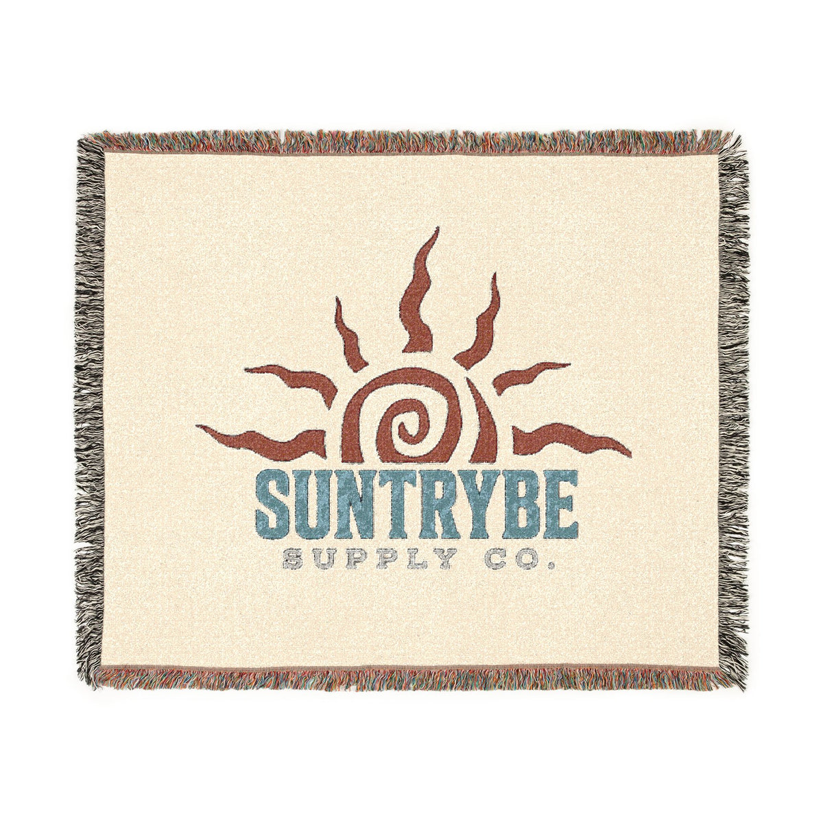 SunTrybe Woven Blanket – Vintage Swirly Suntrybe Supply Co. Logo Throw