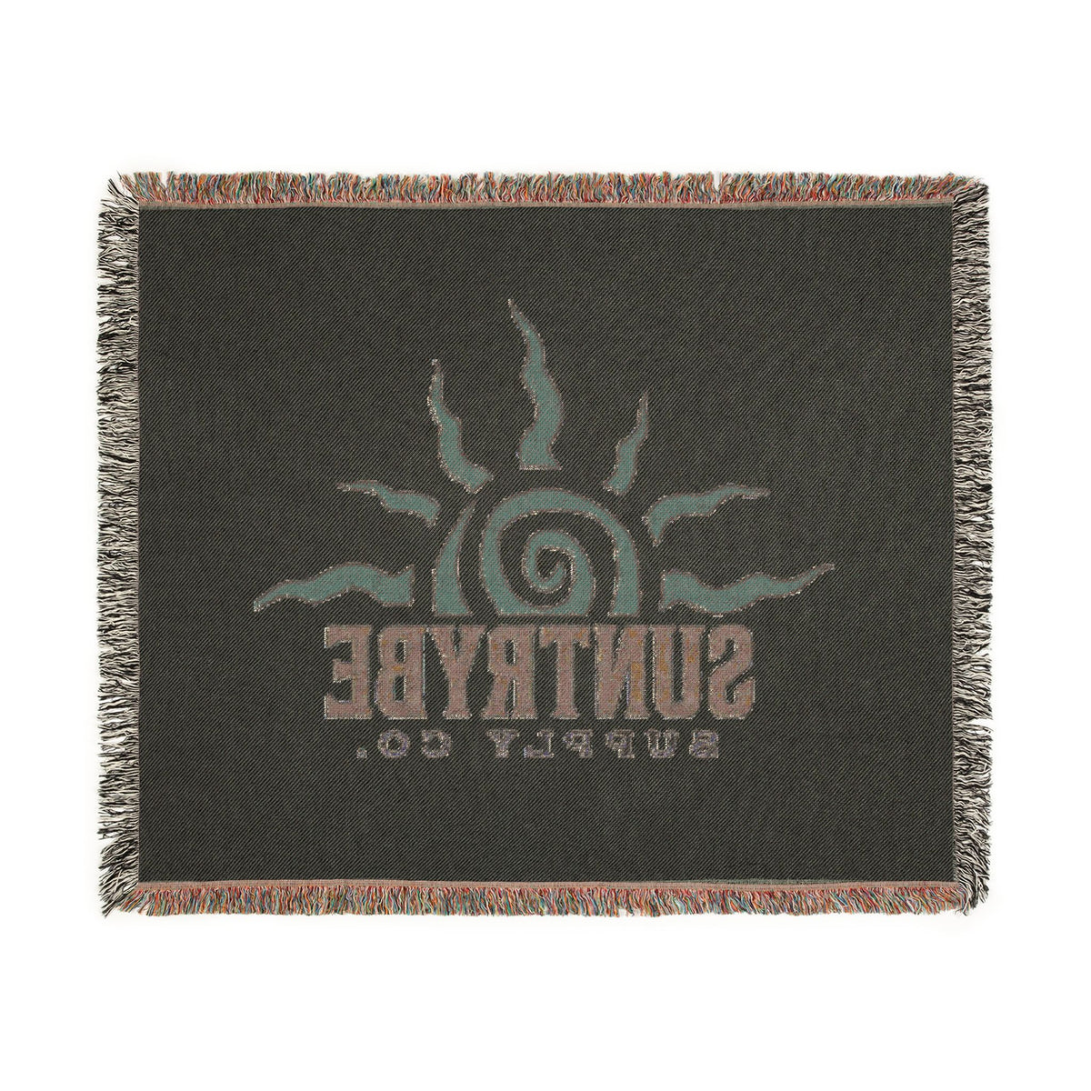 SunTrybe Woven Blanket – Vintage Swirly Suntrybe Supply Co. Logo Throw