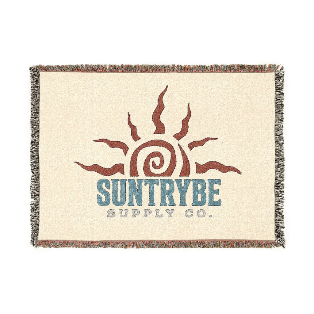 SunTrybe Woven Blanket – Vintage Swirly Suntrybe Supply Co. Logo Throw
