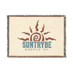 SunTrybe Woven Blanket – Vintage Swirly Suntrybe Supply Co. Logo Throw