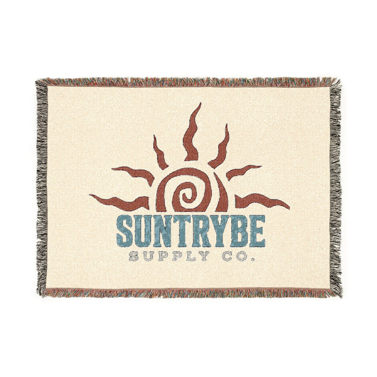 SunTrybe Woven Blanket – Vintage Swirly Suntrybe Supply Co. Logo Throw