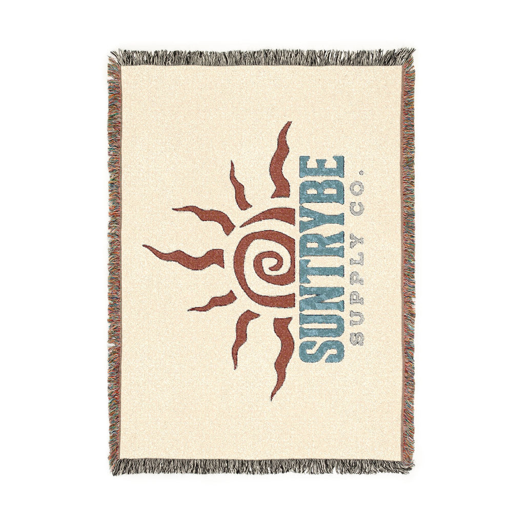 SunTrybe Woven Blanket – Vintage Swirly Suntrybe Supply Co. Logo Throw