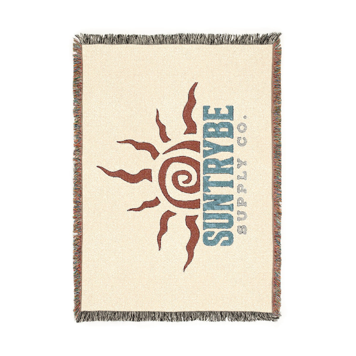 SunTrybe Woven Blanket – Vintage Swirly Suntrybe Supply Co. Logo Throw