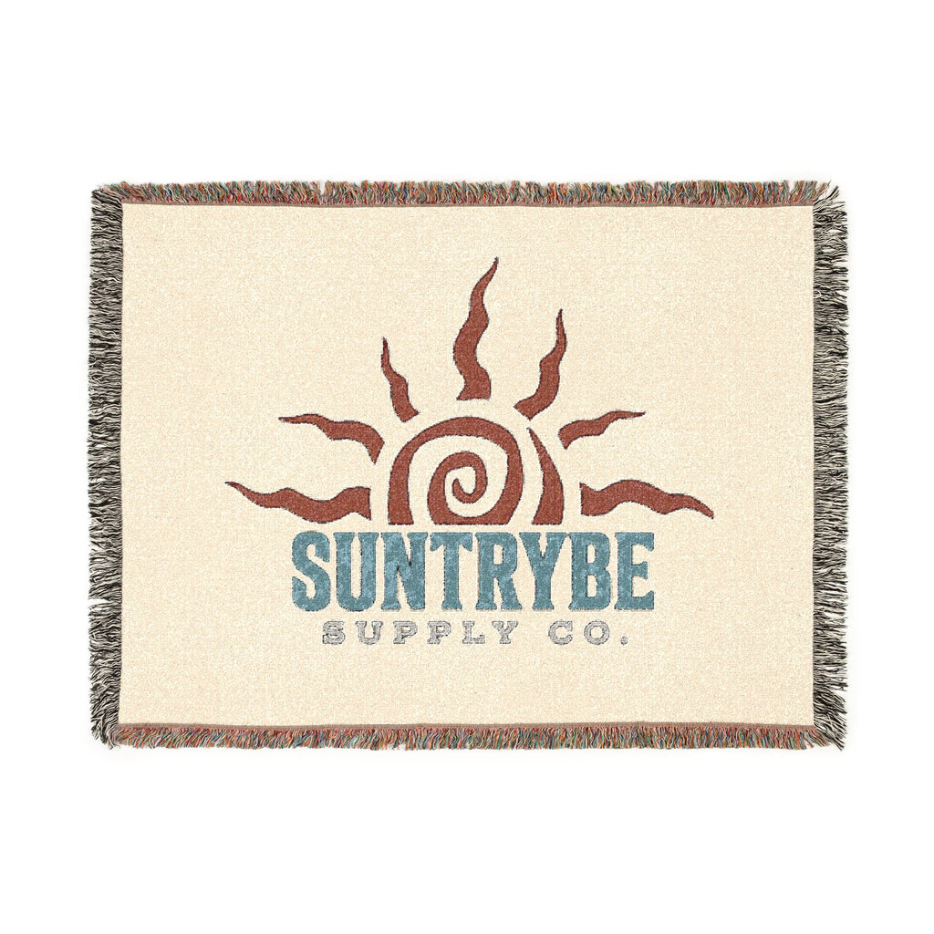 SunTrybe Woven Blanket – Vintage Swirly Suntrybe Supply Co. Logo Throw