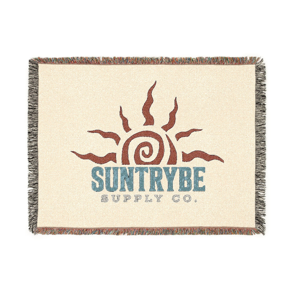 SunTrybe Woven Blanket – Vintage Swirly Suntrybe Supply Co. Logo Throw