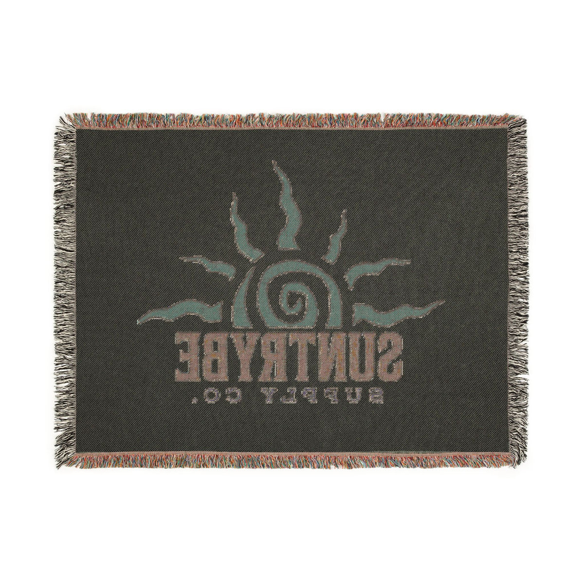 SunTrybe Woven Blanket – Vintage Swirly Suntrybe Supply Co. Logo Throw