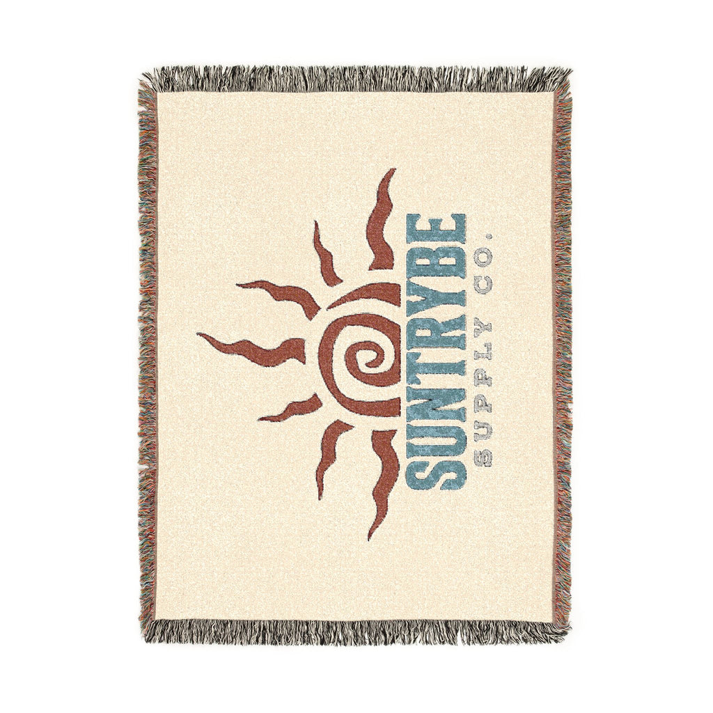 SunTrybe Woven Blanket – Vintage Swirly Suntrybe Supply Co. Logo Throw