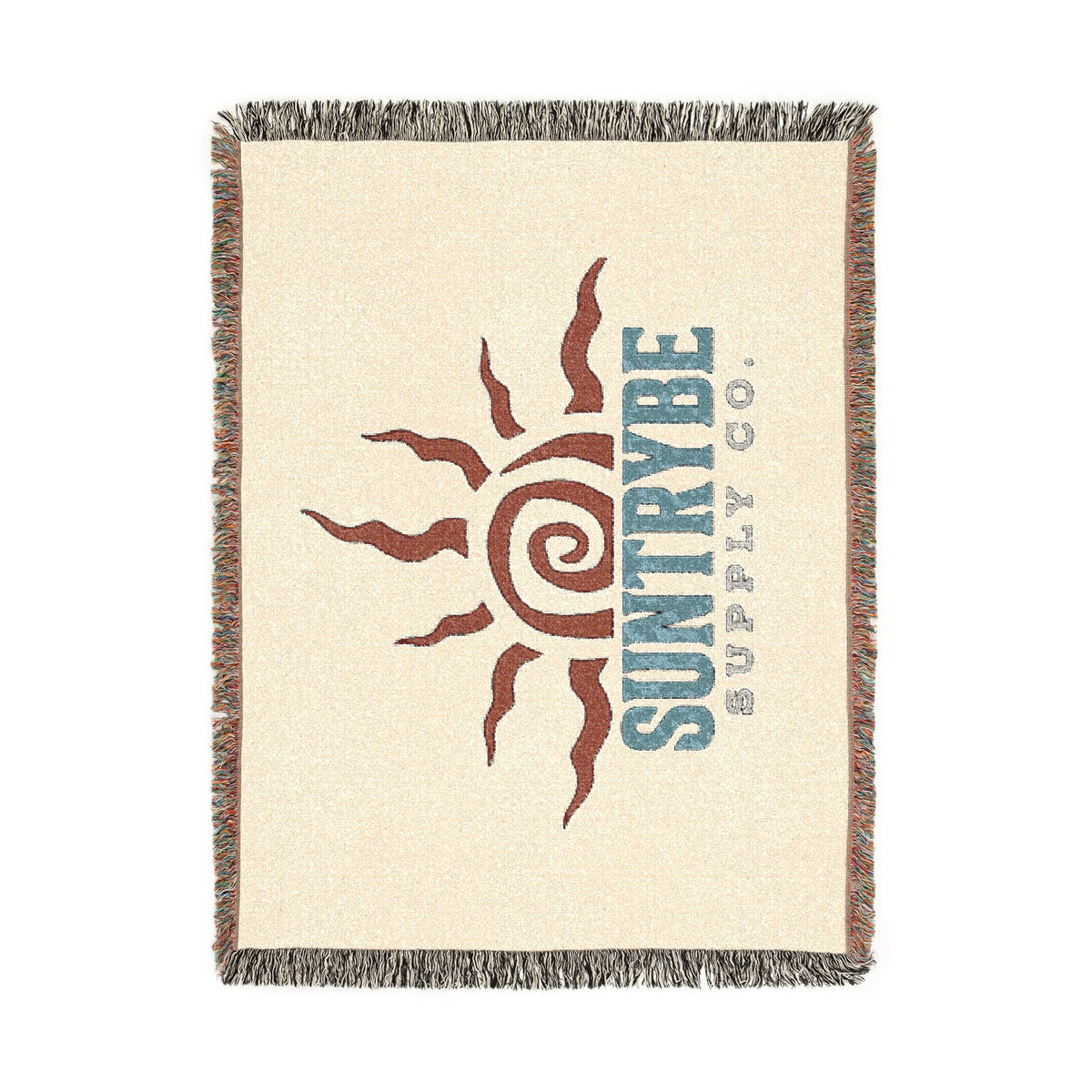 SunTrybe Woven Blanket – Vintage Swirly Suntrybe Supply Co. Logo Throw