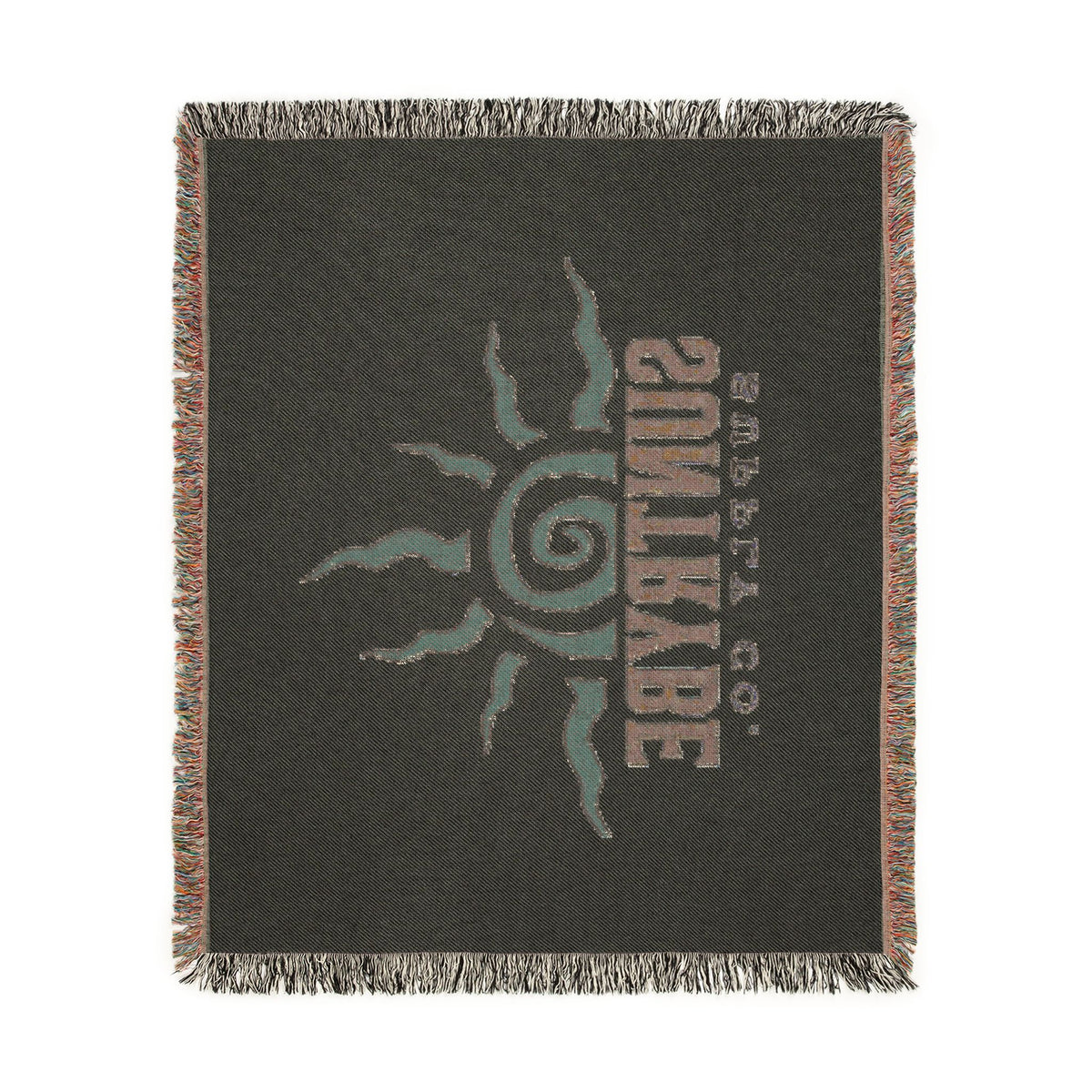 SunTrybe Woven Blanket – Vintage Swirly Suntrybe Supply Co. Logo Throw