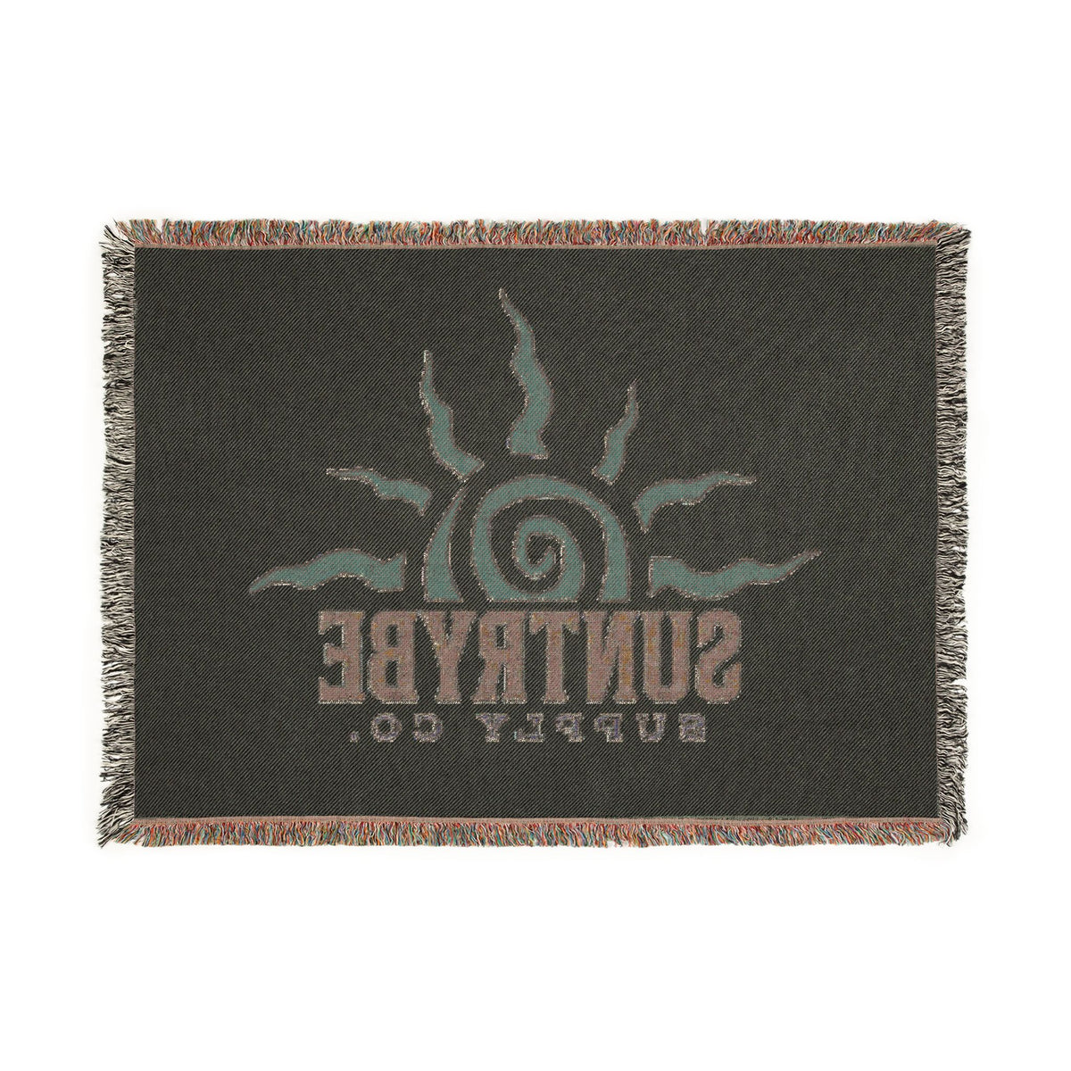 SunTrybe Woven Blanket – Vintage Swirly Suntrybe Supply Co. Logo Throw