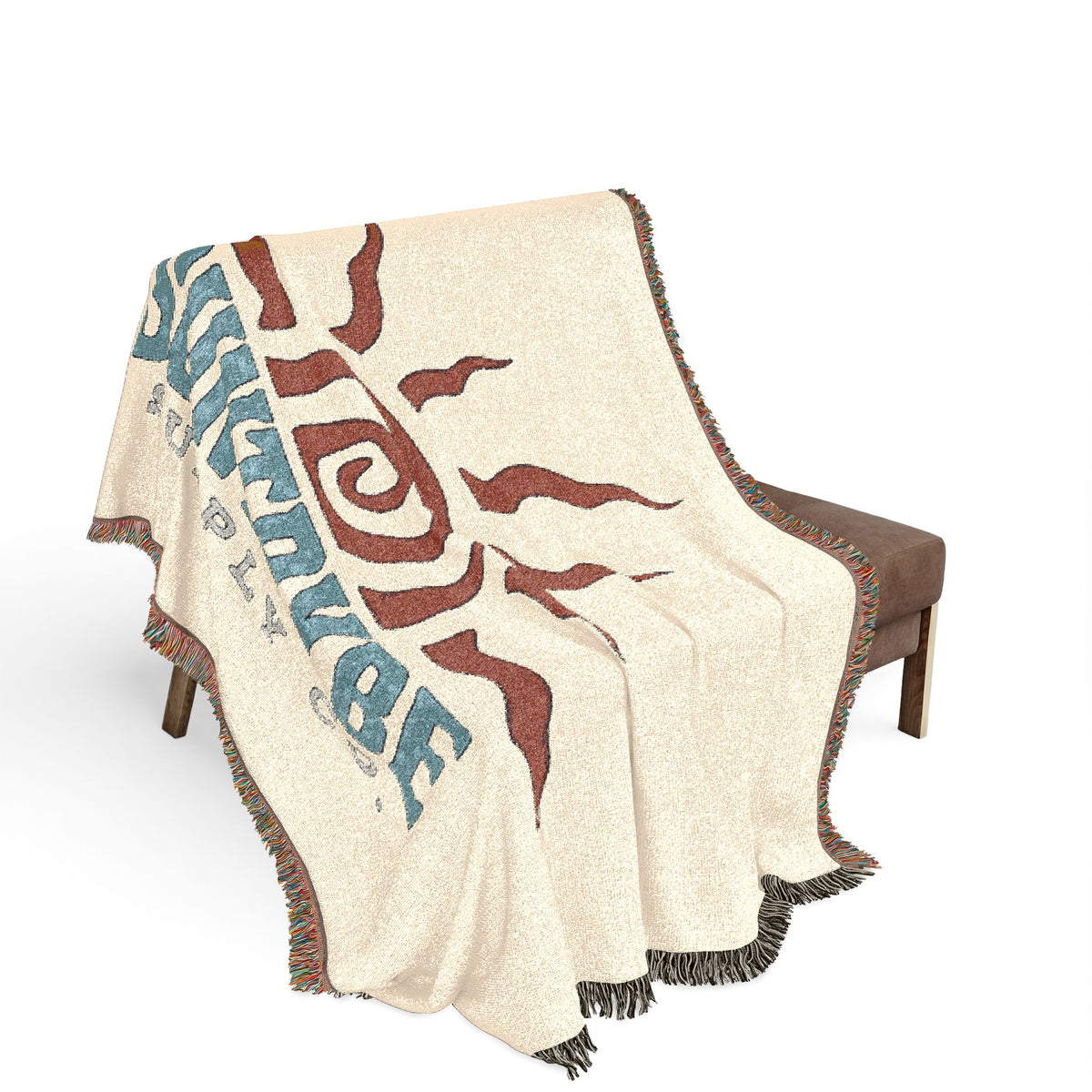 SunTrybe Woven Blanket – Vintage Swirly Suntrybe Supply Co. Logo Throw