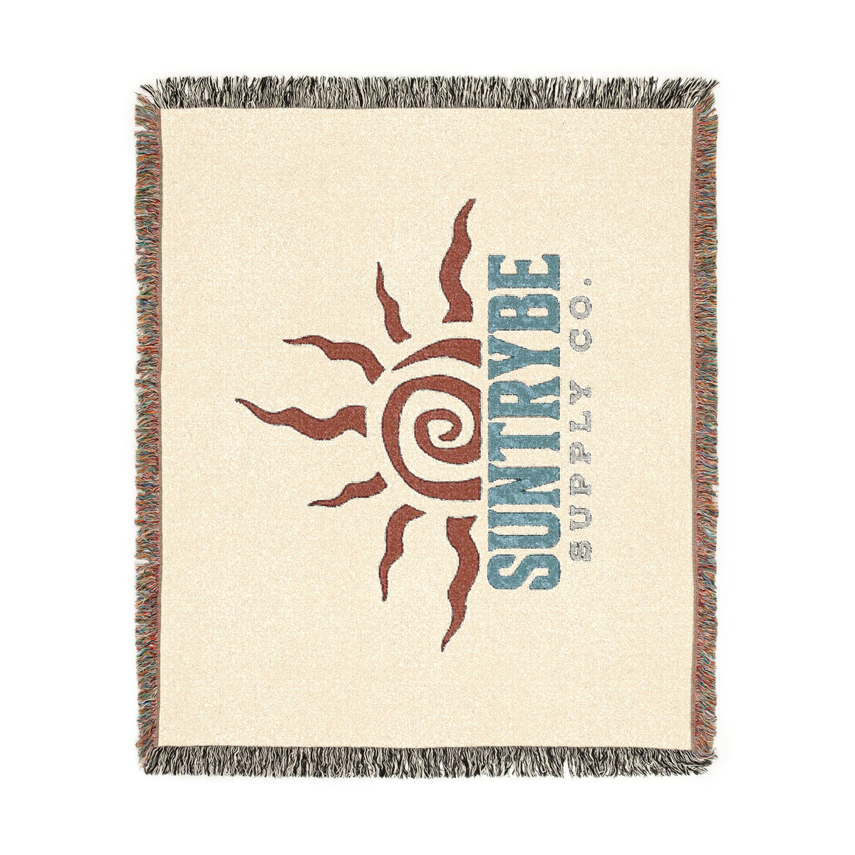 SunTrybe Woven Blanket – Vintage Swirly Suntrybe Supply Co. Logo Throw